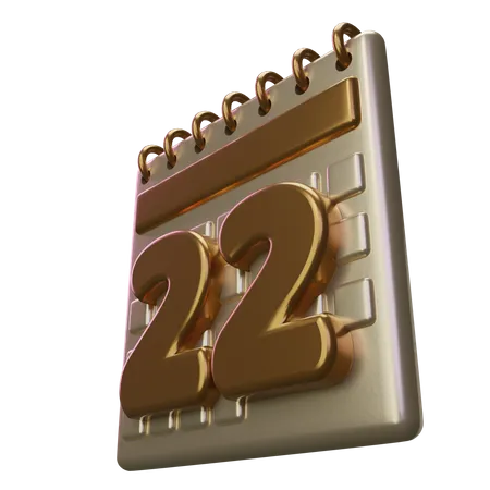 Twenty Two Calendar 3D Icon