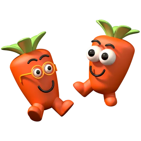 Twin baby carrot  3D Illustration