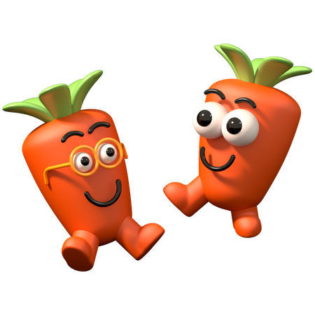 Twin baby carrot 3D Illustration