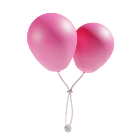 Twin Balloon Pink 3D Icon