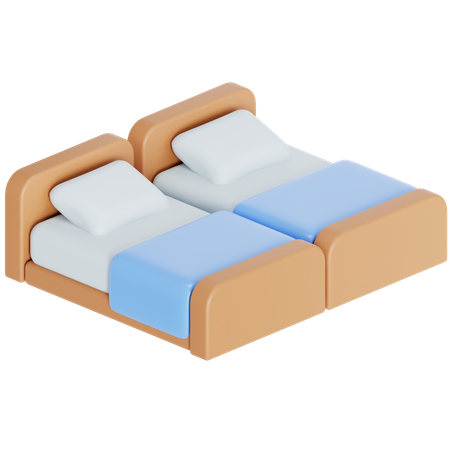 Twin bed  3D Icon