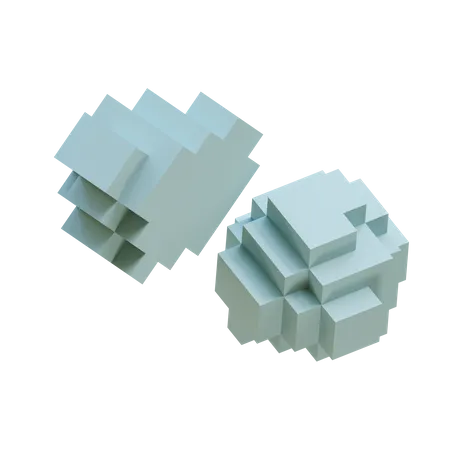 Twin Blob Pixels  3D Icon