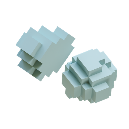Twin Blob Pixels 3D Icon