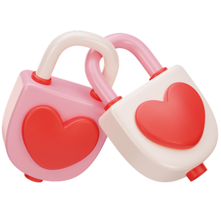 Twin Heart Padlock  3D Icon