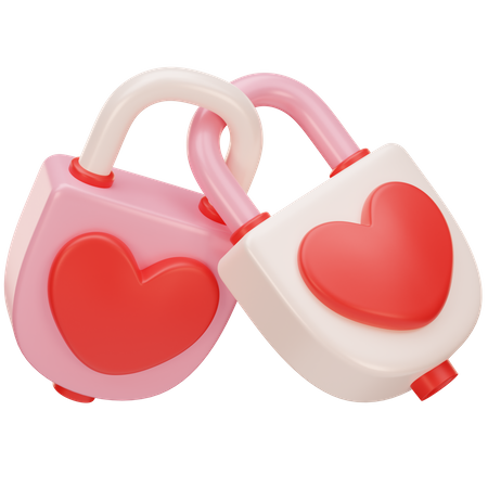 쌍둥이 심장 자물쇠  3D Icon