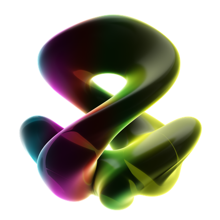 Twisted Bending Ring Neon Abstract  3D Icon