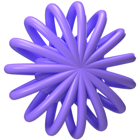 Twisted Spiral 3D Flower in Glossy Purple  3D Icon
