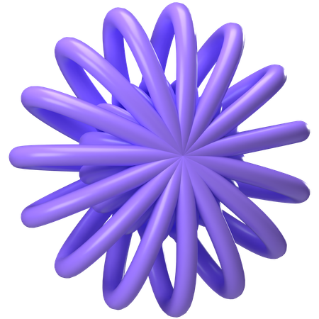 Twisted Spiral 3D Flower in Glossy Purple  3D Icon
