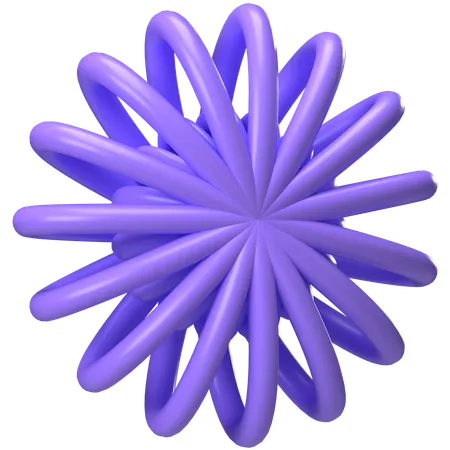 Twisted Spiral 3D Flower in Glossy Purple  3D Icon