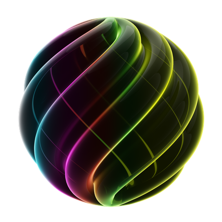 Twisted Wavy Ball Neon Abstract  3D Icon