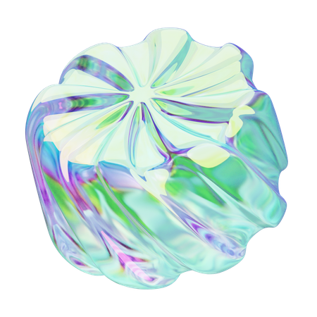 Twisted Wavy Cilinder Chrome  3D Icon