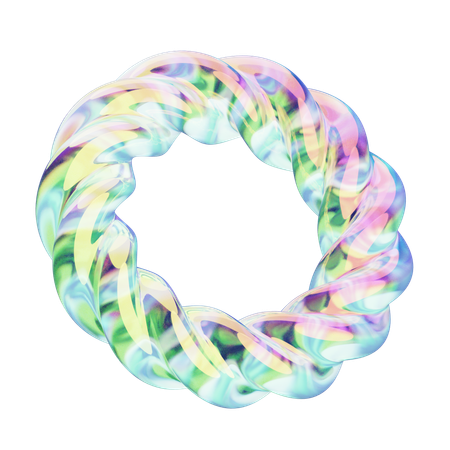 Twisted Wavy Ring Chrome  3D Icon