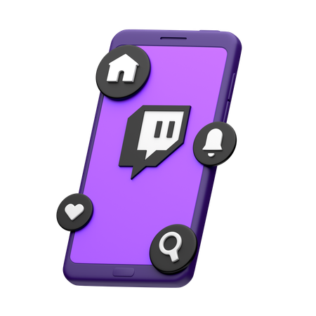 Twitch On Smartphone  3D Icon