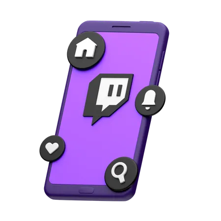 Twitch On Smartphone  3D Icon