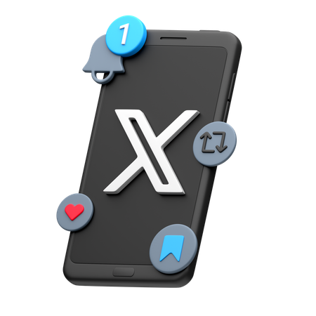Twitter en el teléfono inteligente  3D Icon