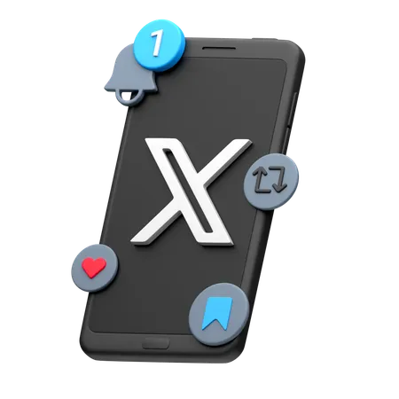 Twitter en el teléfono inteligente  3D Icon