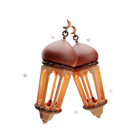 Two arabic lantern 3D Illustration