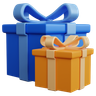 graphics of two blue and yellow gift boxes
