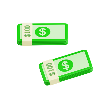 Two Bundles Of Money  3D Icon