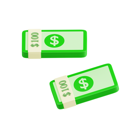 Two Bundles Of Money  3D Icon