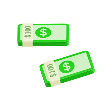 Two Bundles Of Money  3D Icon