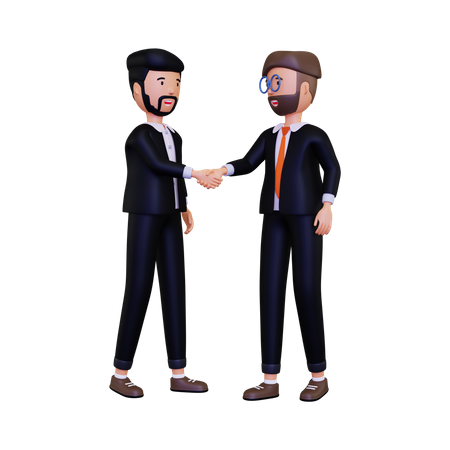 Two business people shake hands  3D Icon