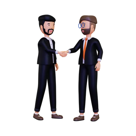 Two business people shake hands  3D Illustration