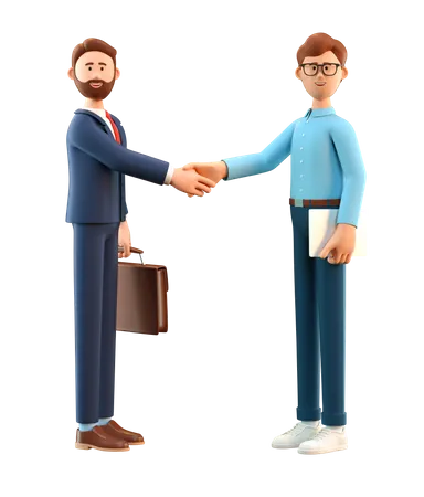 Two business people shake hands  3D Illustration