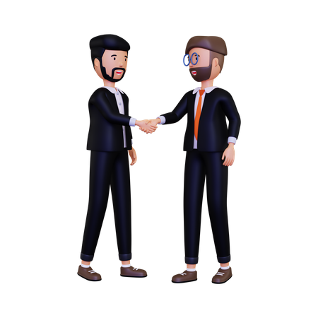 Two business people shake hands 3D Illustration