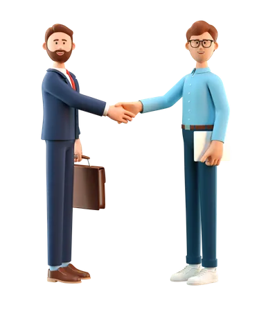 Two business people shake hands 3D Illustration
