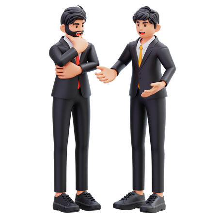 Two Businessmen Doing Business Discussing  3D Icon