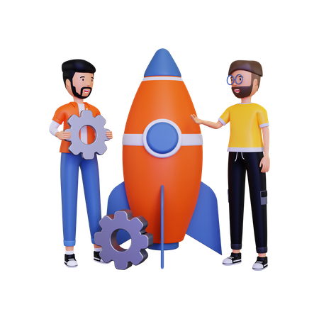 Two businessperson launching a new business 3D Illustration