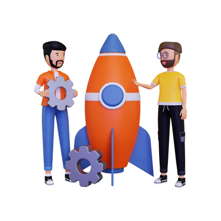Two businessperson launching a new business 3D Illustration