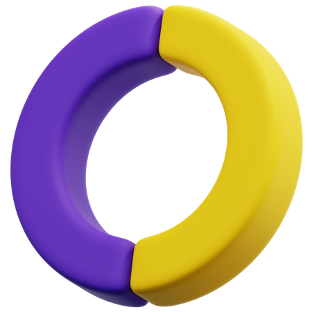 Two Color Donut Chart  3D Icon