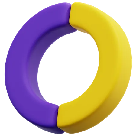 Two Color Donut Chart  3D Icon