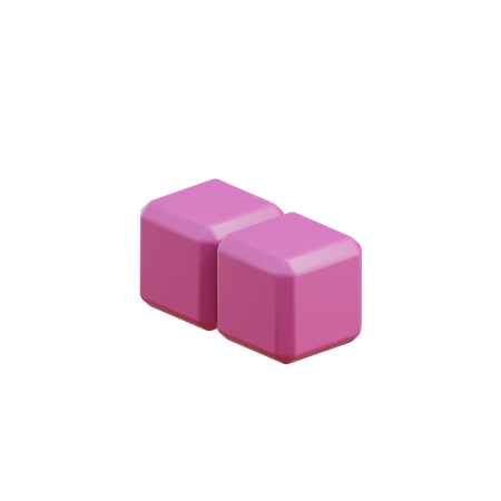 2つのドットのテトリスブロック  3D Icon