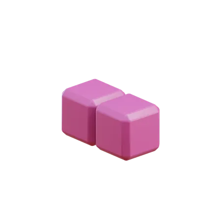 2つのドットのテトリスブロック  3D Icon