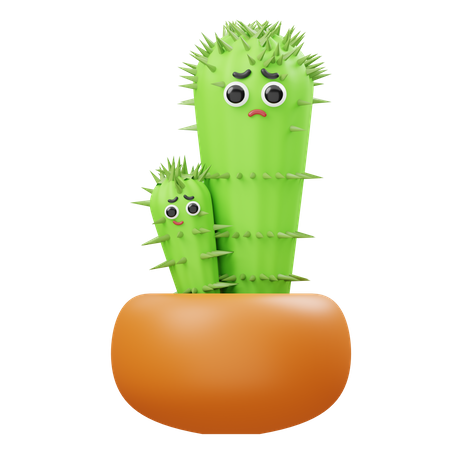 Two Expression Cactus  3D Illustration