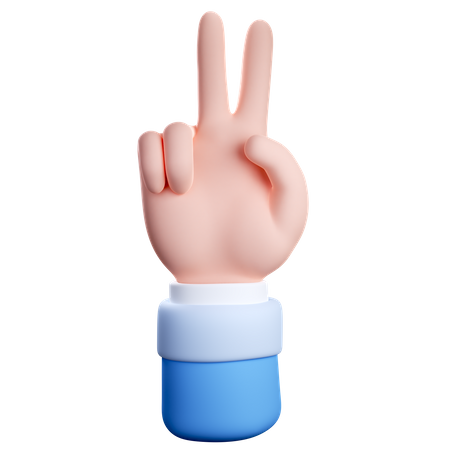 Two Finger Counting Gesture  3D Icon