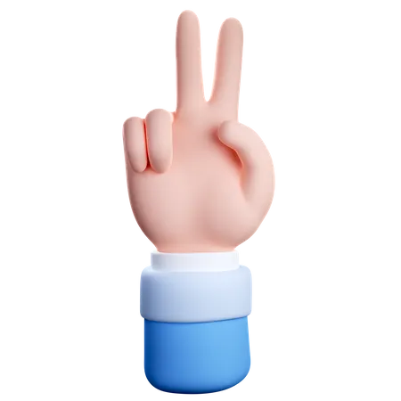Two Finger Counting Gesture  3D Icon