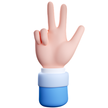 Two  Finger Counting Gesture  3D Icon