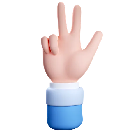 Two  Finger Counting Gesture  3D Icon