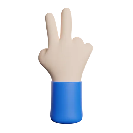 Hand Gesture Counting Two 3D Illustration
