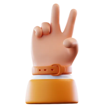 3 D Illustration Two Finger Hand Gesture 3D Icon