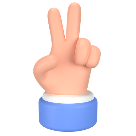 Two Finger Hand Gesture  3D Icon