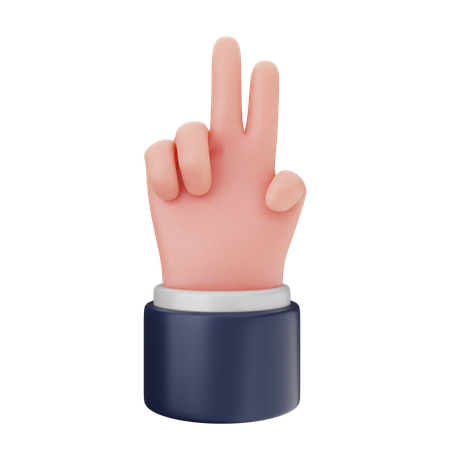 Two Finger Hand Gestures  3D Icon