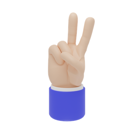 Two Fingers Hand Gesture  3D Icon