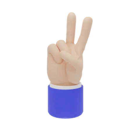 Two Fingers Hand Gesture  3D Icon