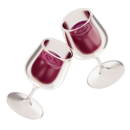 Two Glasses Wine  3D Icon