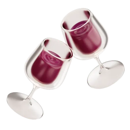 Two Glasses Wine  3D Icon